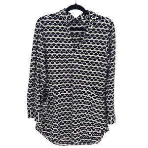 For cynthia beachwear womens size medium blue white hooded cotton blend cover up